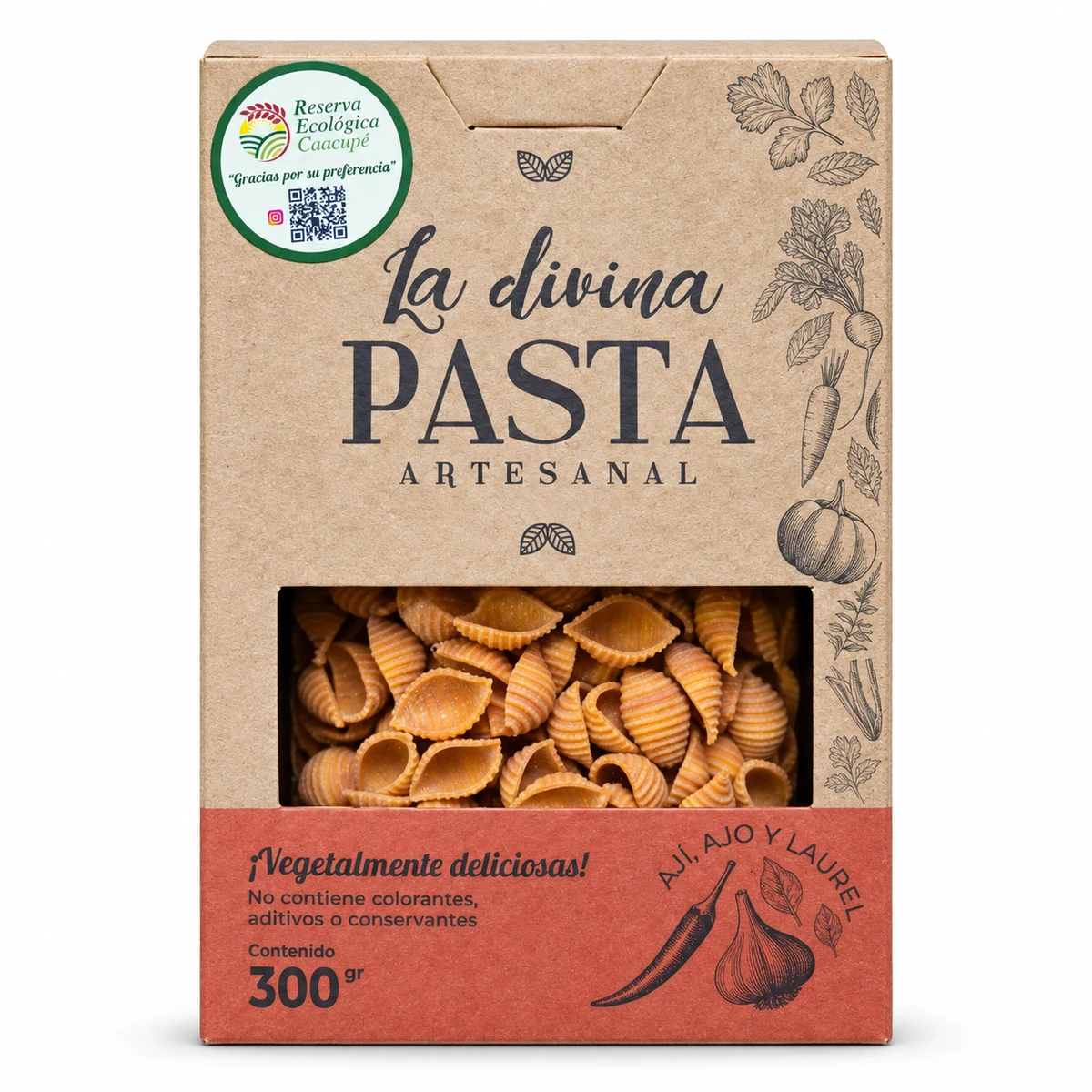 Handgemachte Knoblauch-Paprika-Pasta, 300 g